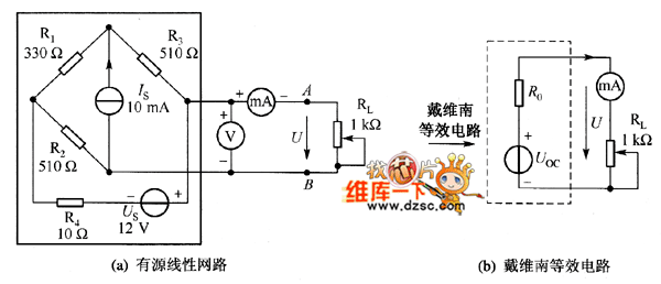 将有源网络简化为含有一个电压源和电阻的等效电路